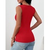 Zeagoo Womens Square Neck Ribbed Tank Tops 2026 Summer Sleeveless Shirts(Red)