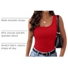 Zeagoo Womens Square Neck Ribbed Tank Tops 2026 Summer Sleeveless Shirts(Red)