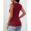 Zeagoo Womens Square Neck Ribbed Tank Tops 2026 Summer Sleeveless Shirts(Wine Red)