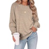 Zeagoo Oversized Sweater for Women 2026 Crewneck Long Sleeve Fall Clothes(Beige)