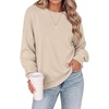 Zeagoo Oversized Sweater for Women 2026 Crewneck Long Sleeve Fall Clothes(Khaki)