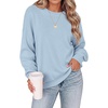 Zeagoo Oversized Sweater for Women 2026 Crewneck Long Sleeve Fall Clothes(Light Blue)