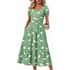 Zeagoo Summer Dresses for Women Flowy Casual Midi Dress Short Sleeve Tiered Dress Beach Vacation Sundresses with Pockets(Bf49)
