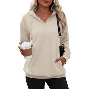 Zeagoo Hoodies for Women Half Zip Up Oversized Sweatshirt Fall Clothes 2026(Khaki)