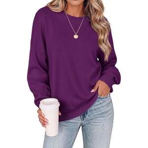 Zeagoo Oversized Sweater for Women 2026 Crewneck Long Sleeve Fall Clothes(Purple)