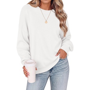 Zeagoo Oversized Sweater for Women 2026 Crewneck Long Sleeve Fall Clothes(White)