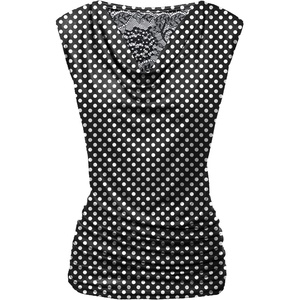 Zeagoo Tank Top for Women Trendy Going Out Tops Sleeveless Shirts Ruched Business Casual Basic Tunic Tops(Black Polka Dot)