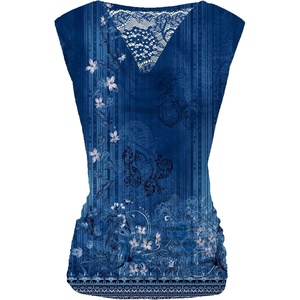 Zeagoo Tank Top for Women Trendy Going Out Tops Sleeveless Shirts Ruched Business Casual Basic Tunic Tops(Floral Blue)