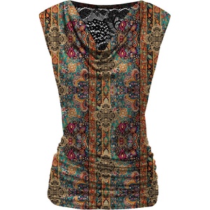 Zeagoo Tank Top for Women Trendy Going Out Tops Sleeveless Shirts Ruched Business Casual Basic Tunic Tops(Floral Mz721)