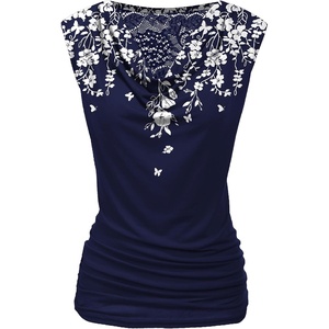 Zeagoo Tank Top for Women Trendy Going Out Tops Sleeveless Shirts Ruched Business Casual Basic Tunic Tops(Floral Sf103)