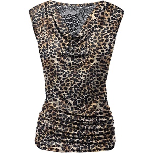 Zeagoo Tank Top for Women Trendy Going Out Tops Sleeveless Shirts Ruched Business Casual Basic Tunic Tops(Leopard Print)