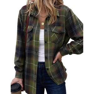 Zeagoo Womens Plaid Flannel Shirt Long Sleeve Top Casual Button Down Blouse(Green Black)