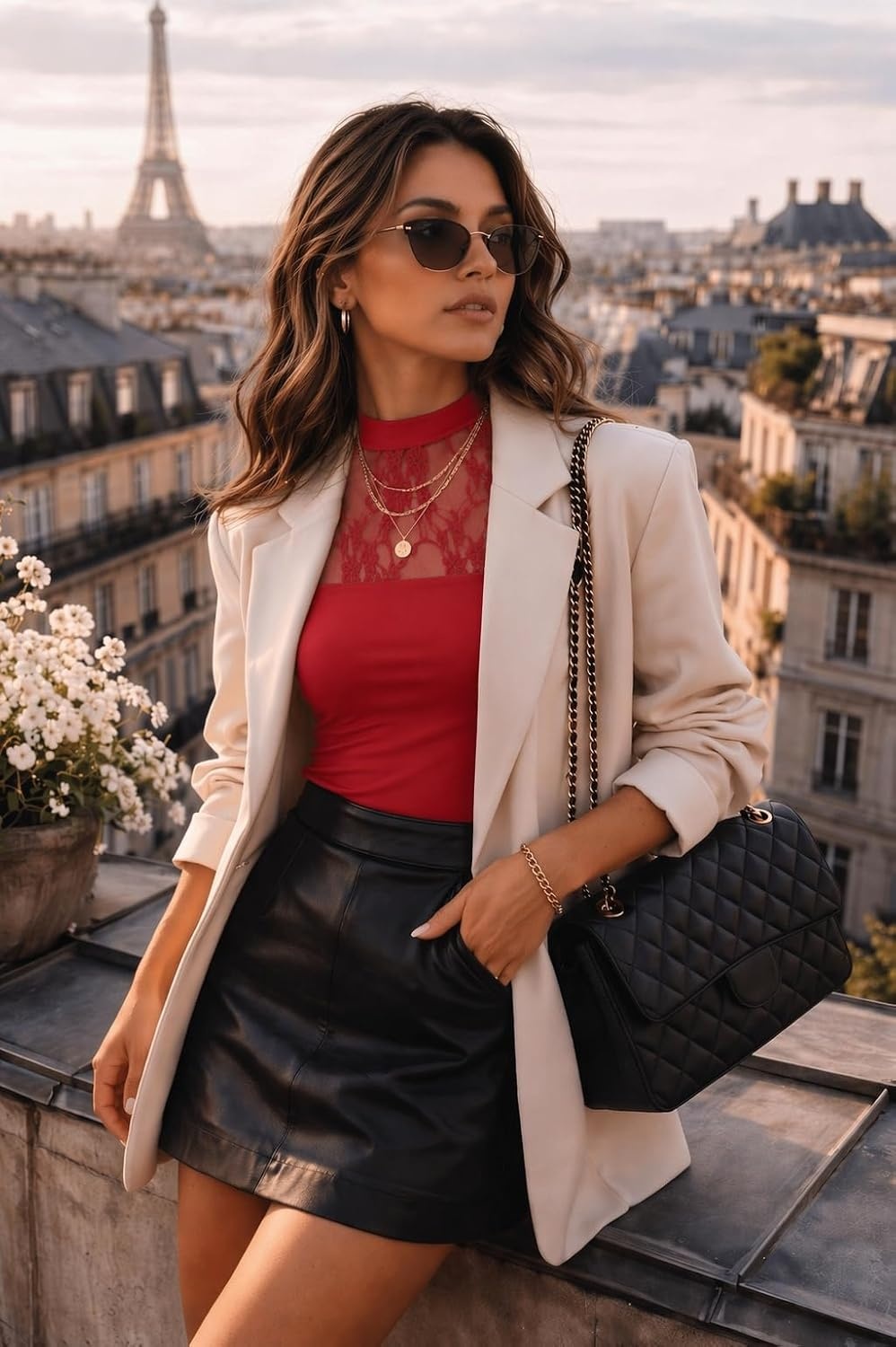 image:imageZeagoo Long Sleeve Shirts for Womens Lace Tops Mesh Sheer Sexy Fall BlouseRed