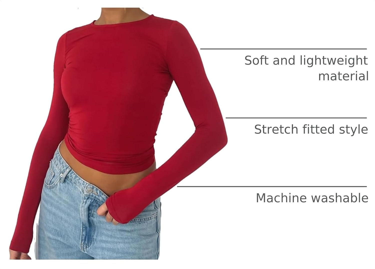 image:imageZeagoo Women Long Sleeve Shirts Crewneck Slim Fit Tops Going Out Basic TeeLong Sleevered