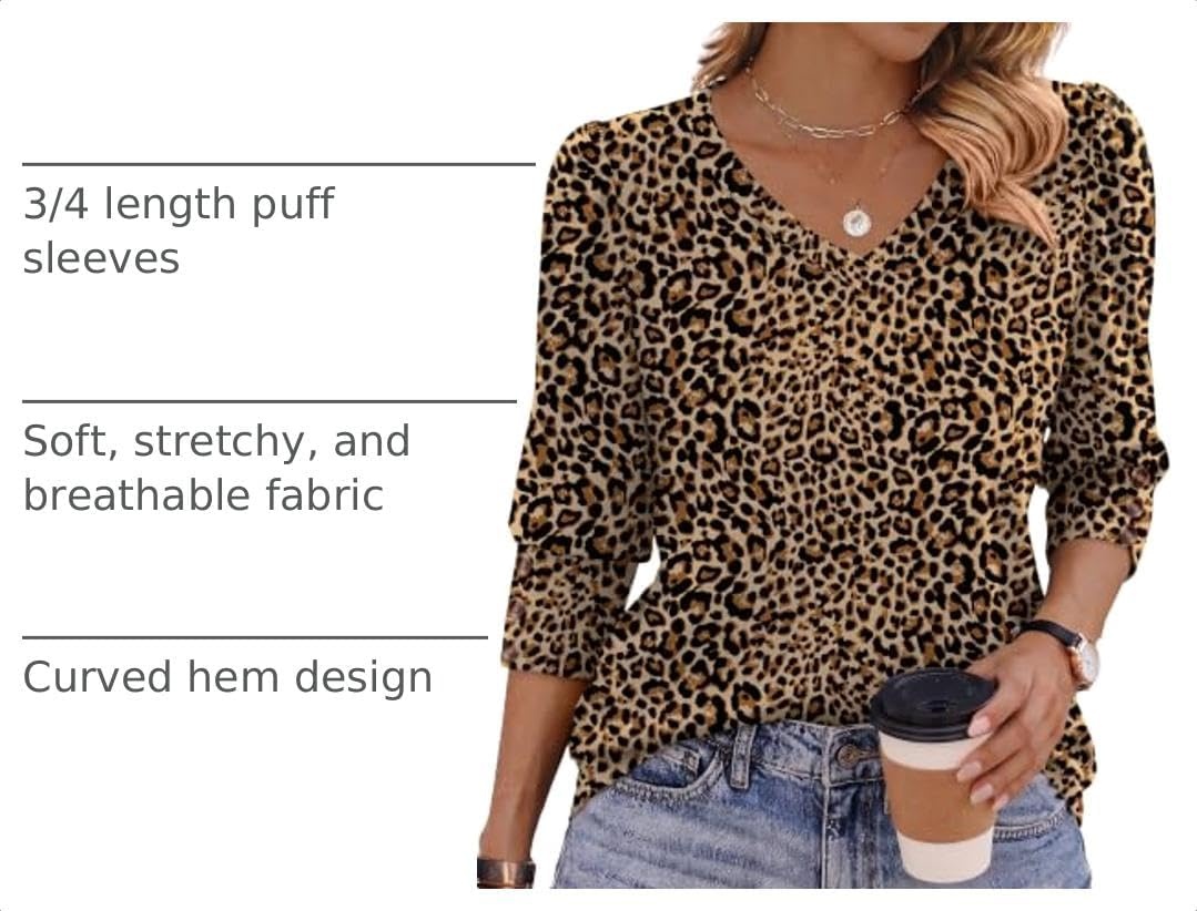 image:imageZeagoo Womens 34 Sleeve V Neck T Shirts Dressy Casual Tops01an136