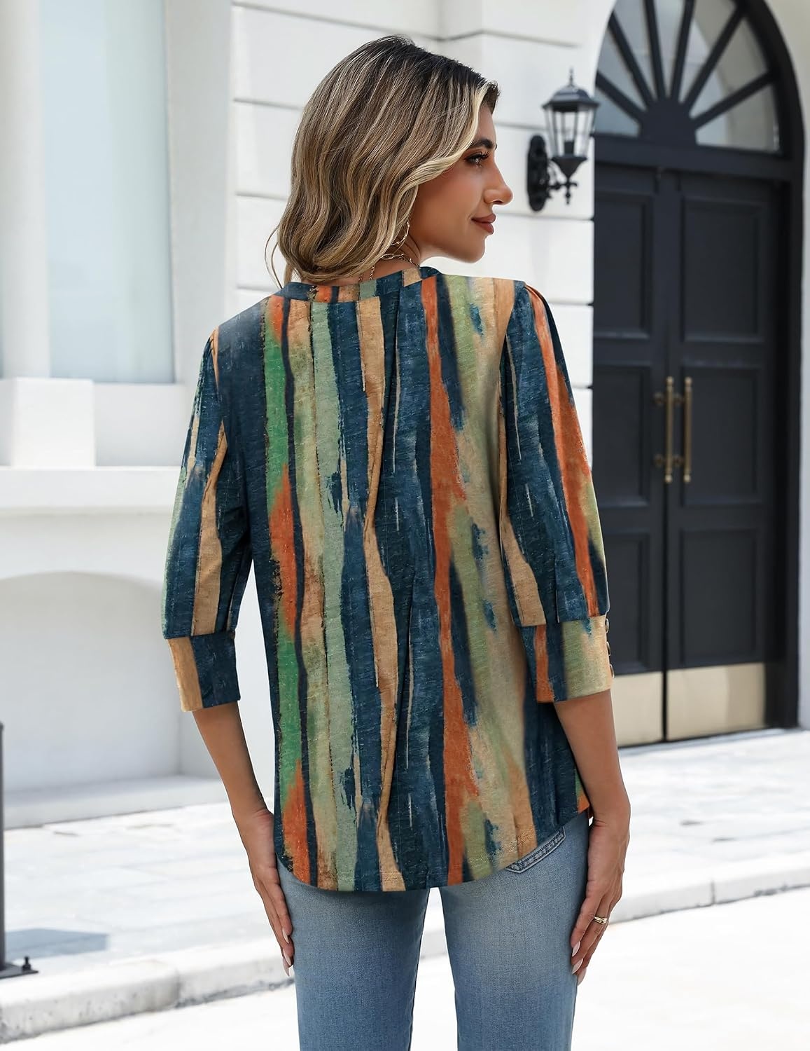image:imageZeagoo Womens 34 Sleeve V Neck T Shirts Dressy Casual Tops01cx289