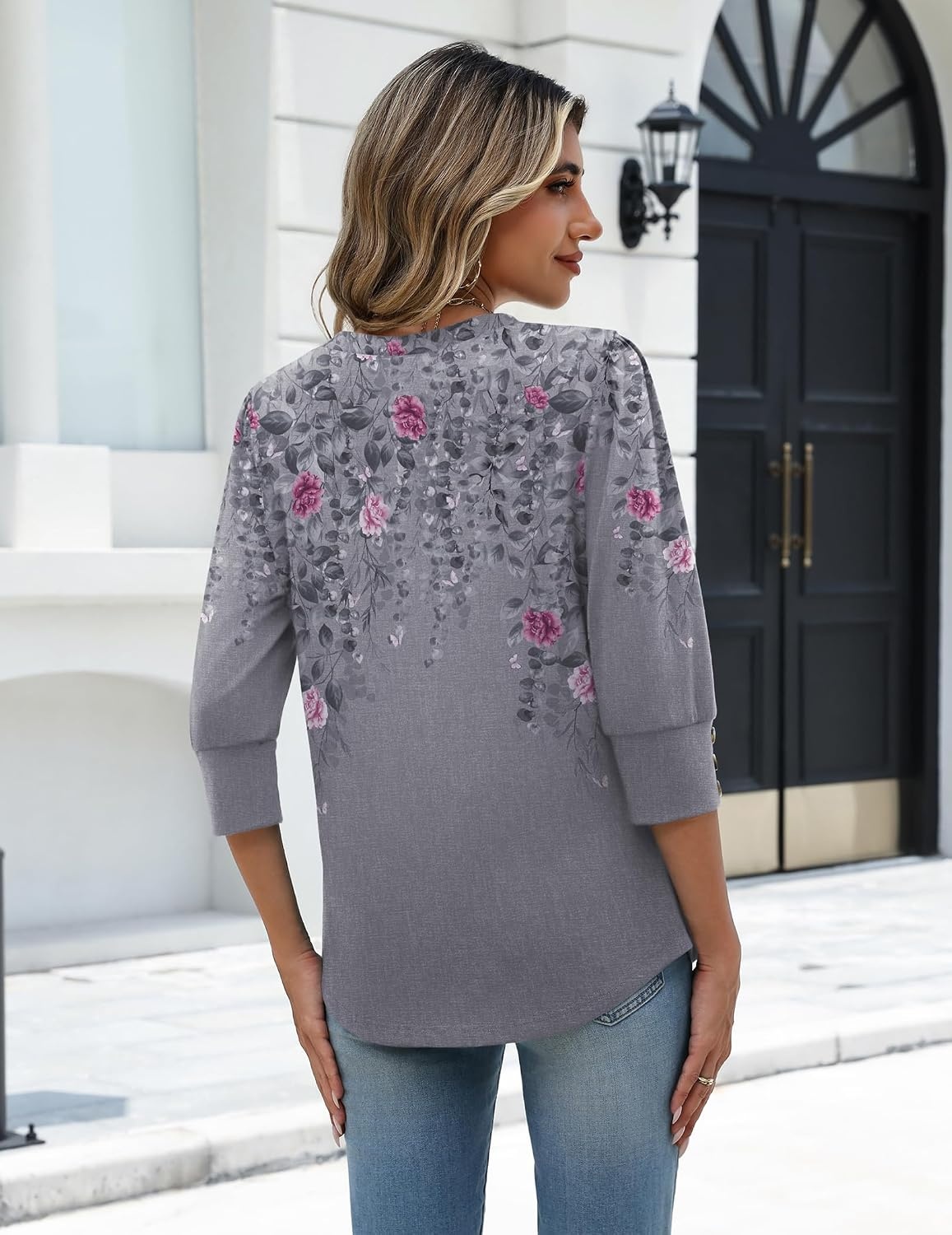image:imageZeagoo Womens 34 Sleeve V Neck T Shirts Dressy Casual Tops01hf36