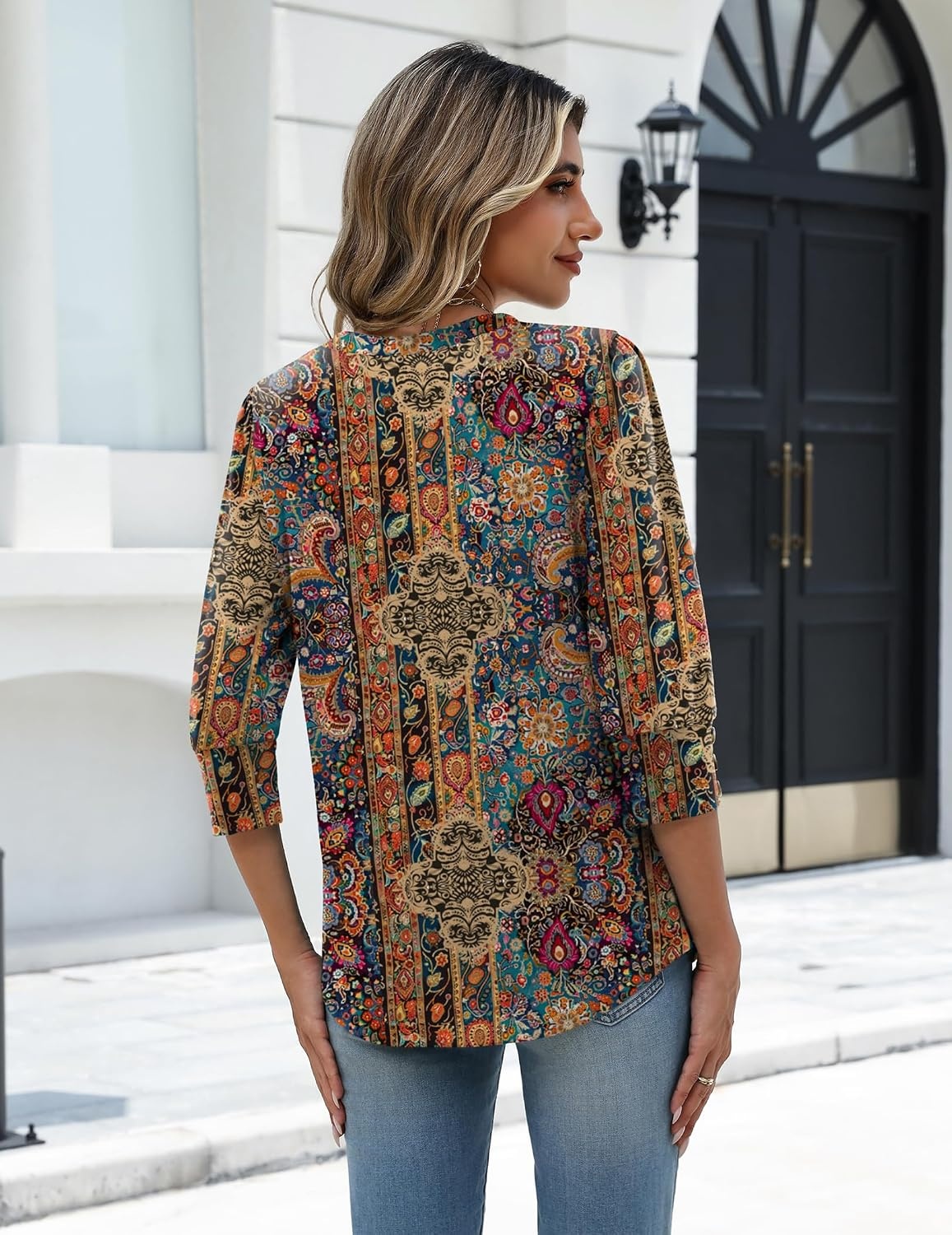 image:imageZeagoo Womens 34 Sleeve V Neck T Shirts Dressy Casual Tops01mz721