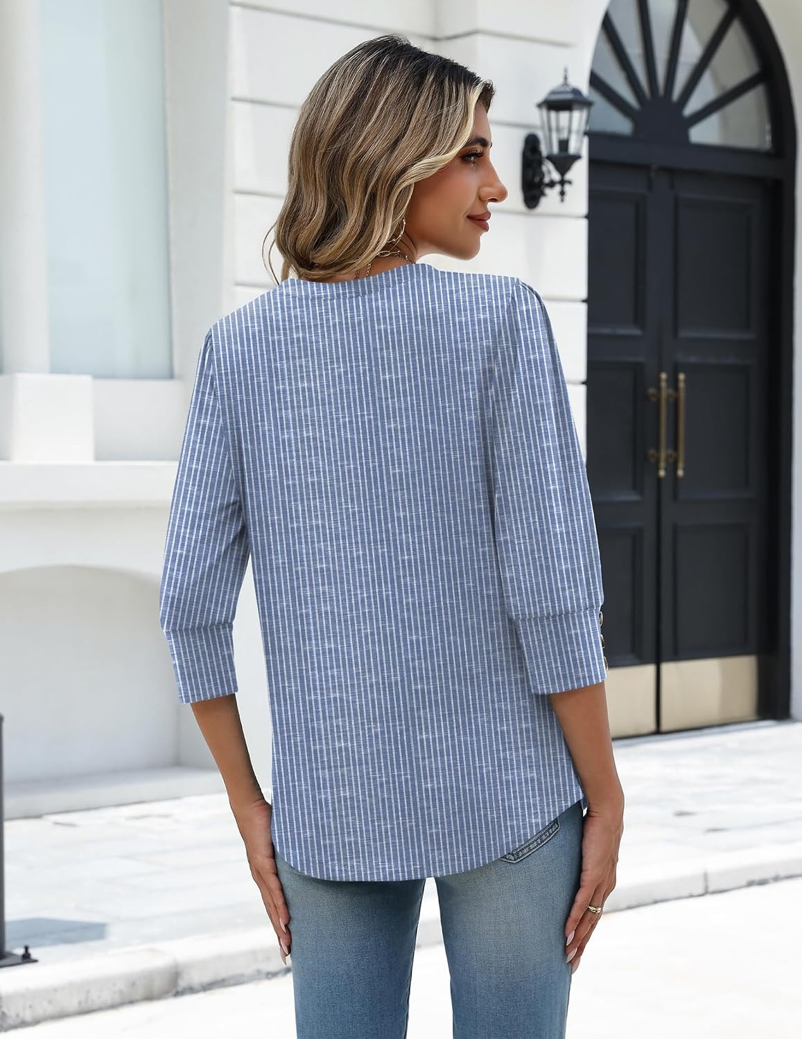 image:imageZeagoo Womens 34 Sleeve V Neck T Shirts Dressy Casual Tops01tz273