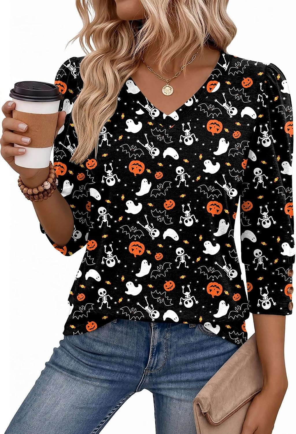 image:imageZeagoo Womens 34 Sleeve V Neck T Shirts Dressy Casual Tops03ws36