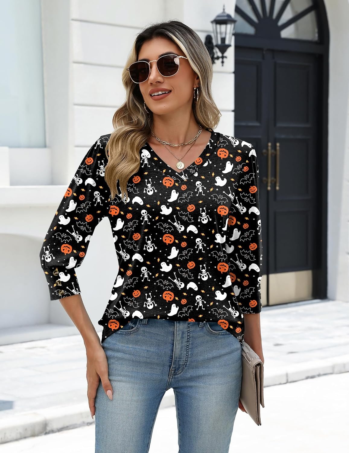 image:imageZeagoo Womens 34 Sleeve V Neck T Shirts Dressy Casual Tops03ws36