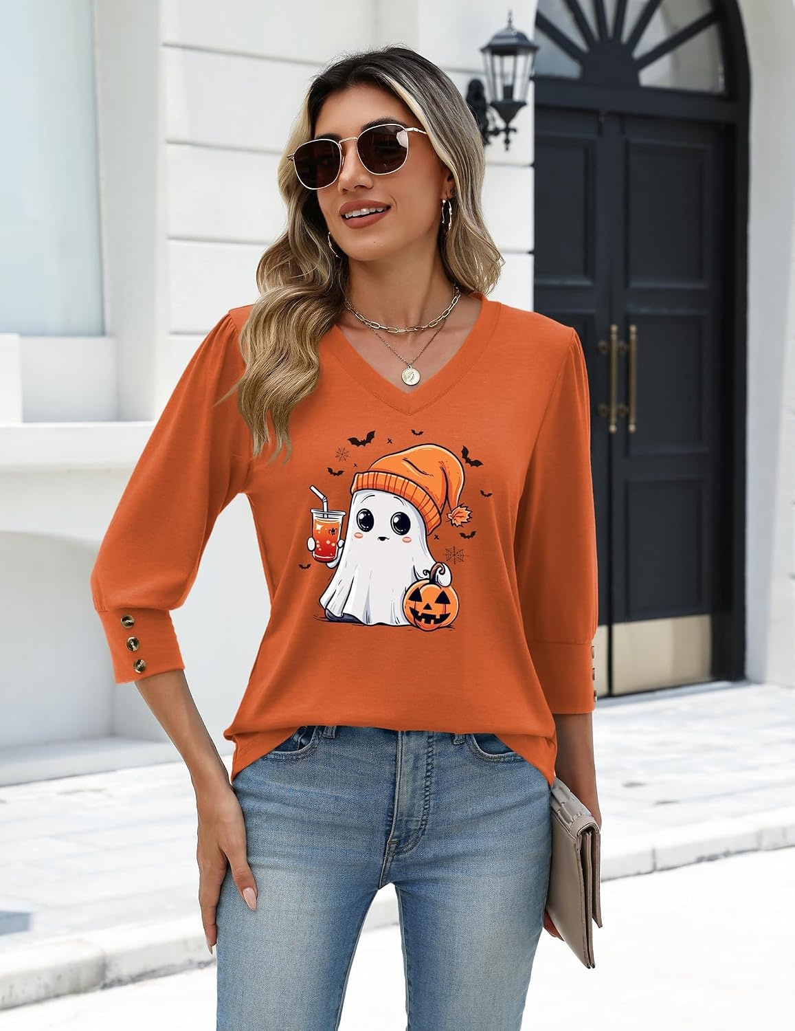 image:imageZeagoo Womens 34 Sleeve V Neck T Shirts Dressy Casual Tops03ws89