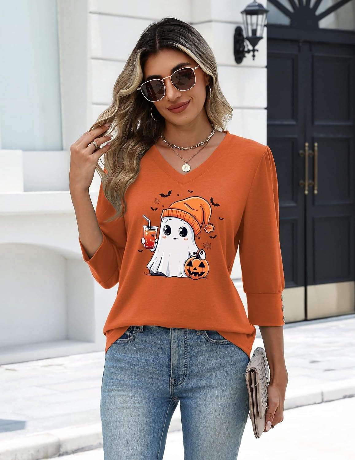 image:imageZeagoo Womens 34 Sleeve V Neck T Shirts Dressy Casual Tops03ws89