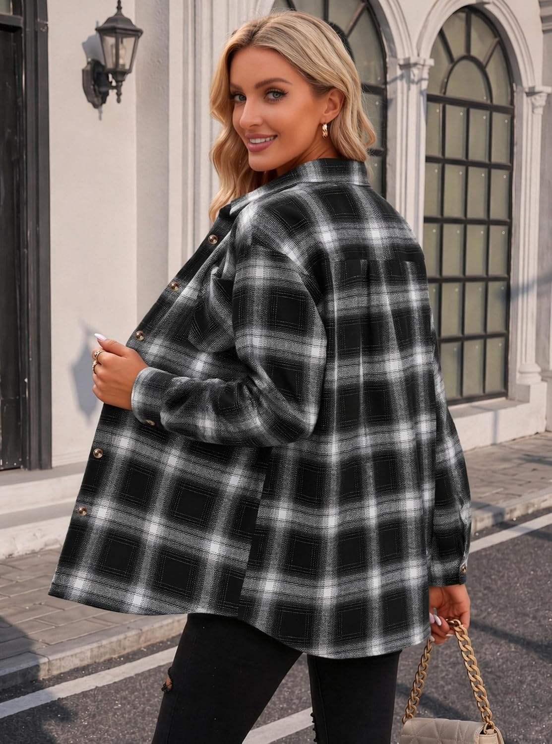 image:imageZeagoo Womens Flannel Shirts Long Sleeve Button Down Casual Fall Plaid Top9black Gz564