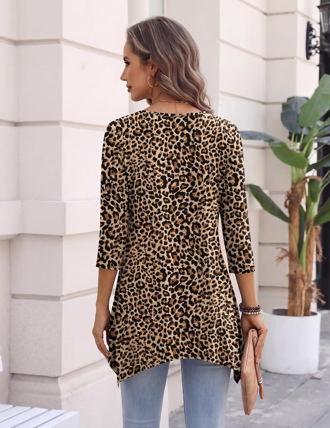 image:imageZeagoo Womens Tops 34 Sleeve loose fit dressy Tunics Plus Size Boho ShirtsAn136