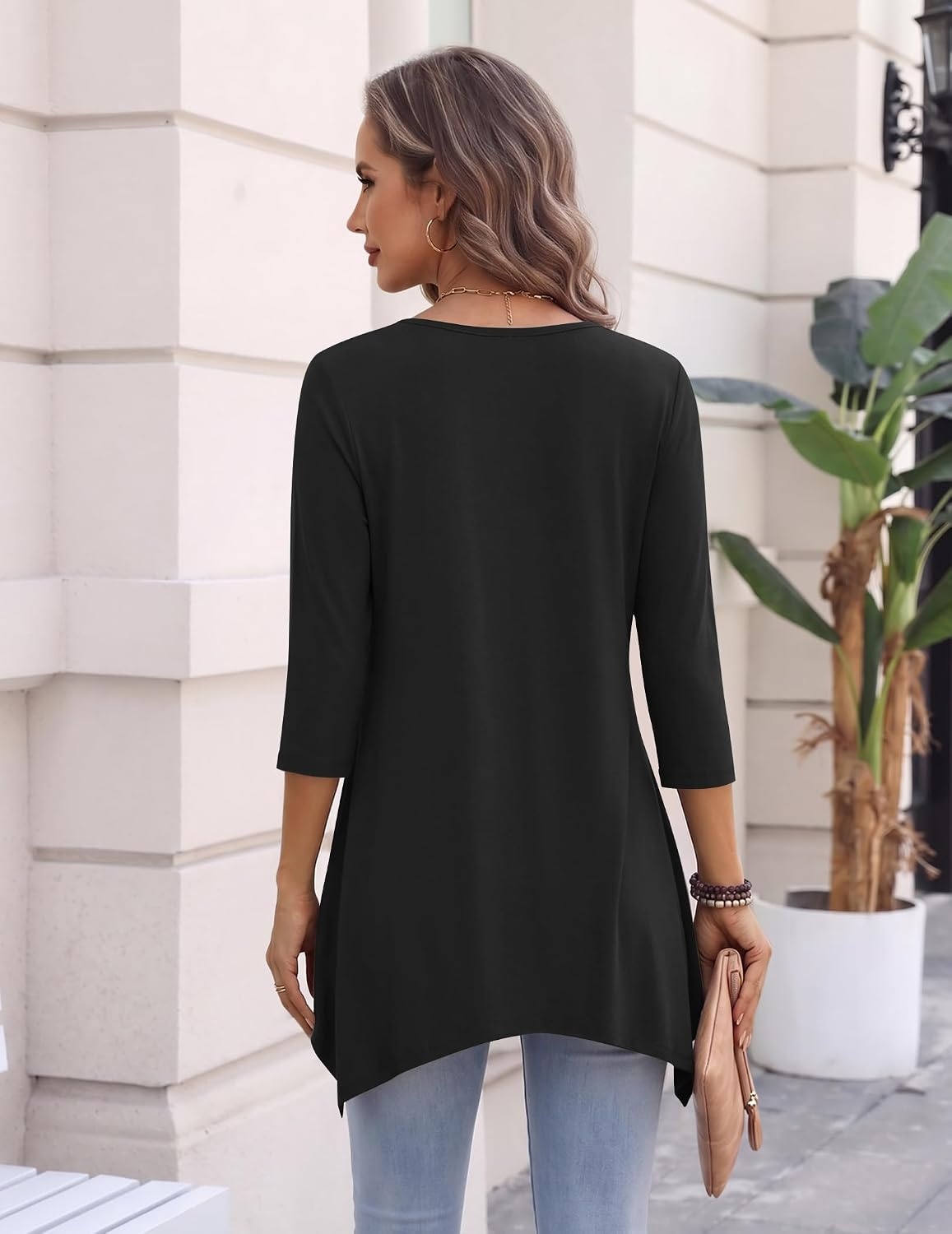 image:imageZeagoo Womens Tops 34 Sleeve loose fit dressy Tunics Plus Size Boho ShirtsB
