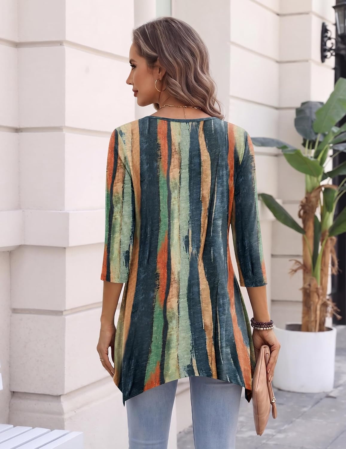 image:imageZeagoo Womens Tops 34 Sleeve loose fit dressy Tunics Plus Size Boho ShirtsCx289