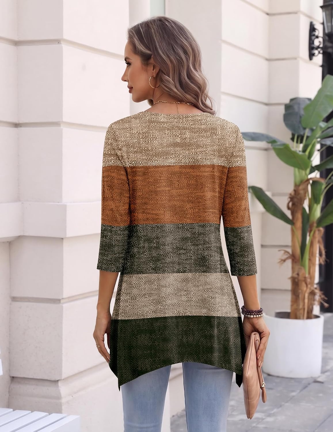 image:imageZeagoo Womens Tops 34 Sleeve loose fit dressy Tunics Plus Size Boho ShirtsJh398