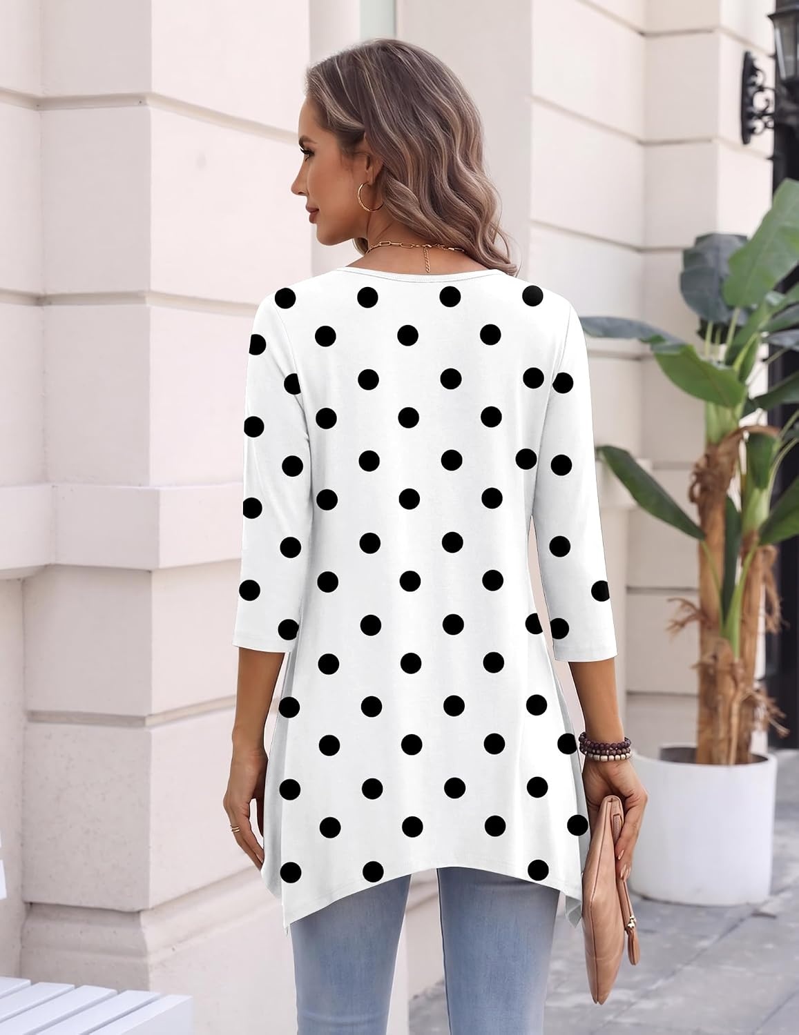 image:imageZeagoo Womens Tops 34 Sleeve loose fit dressy Tunics Plus Size Boho ShirtsJh592