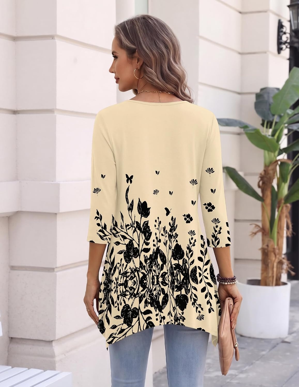 image:imageZeagoo Womens Tops 34 Sleeve loose fit dressy Tunics Plus Size Boho ShirtsSf364