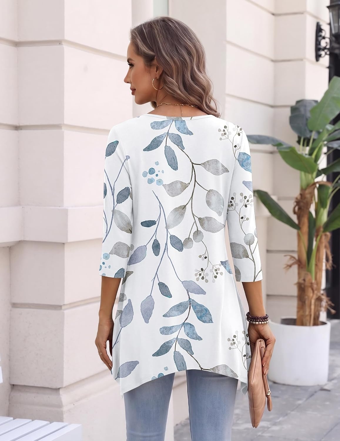image:imageZeagoo Womens Tops 34 Sleeve loose fit dressy Tunics Plus Size Boho ShirtsSp113