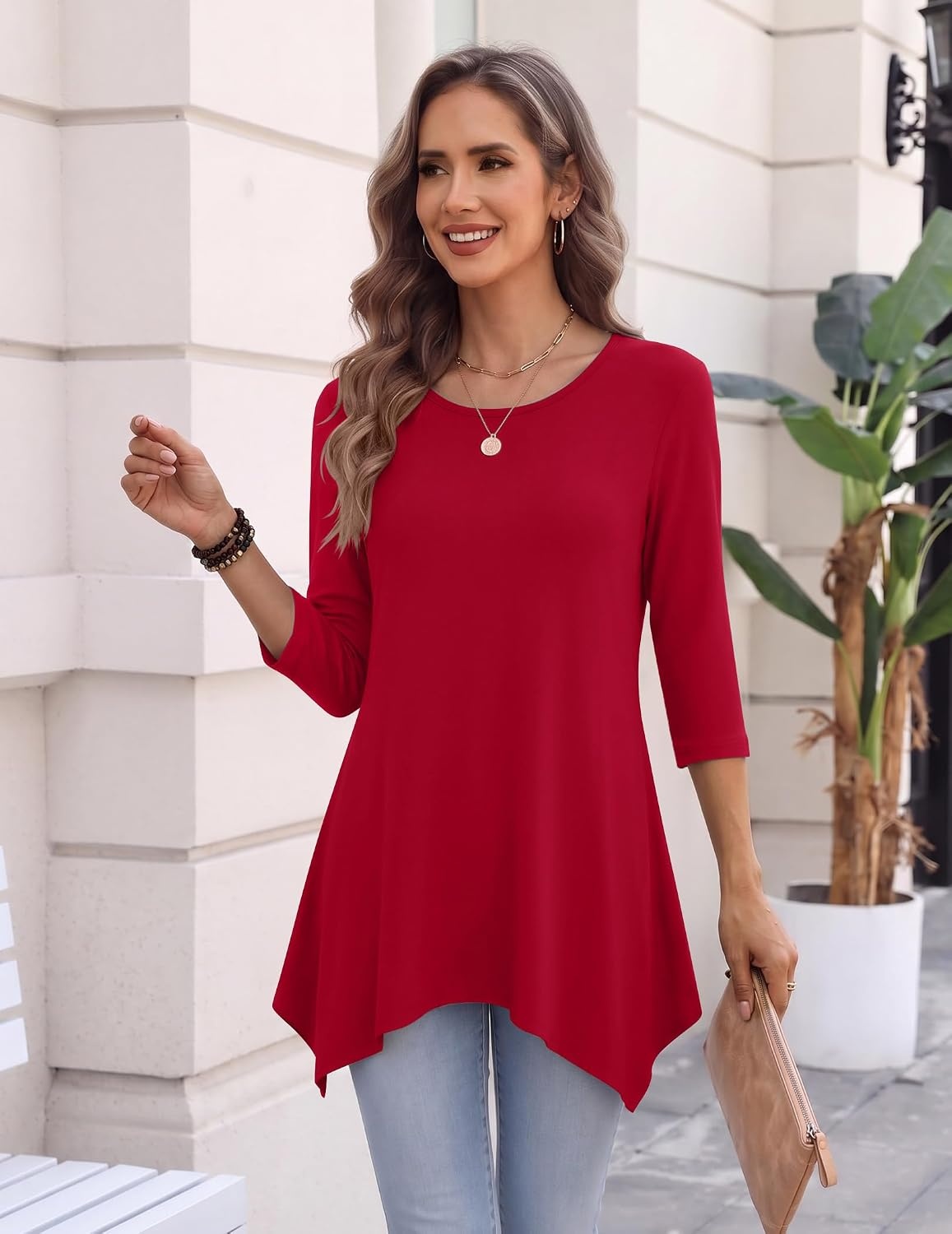 image:imageZeagoo Womens Tops 34 Sleeve loose fit dressy Tunics Plus Size Boho ShirtsTr