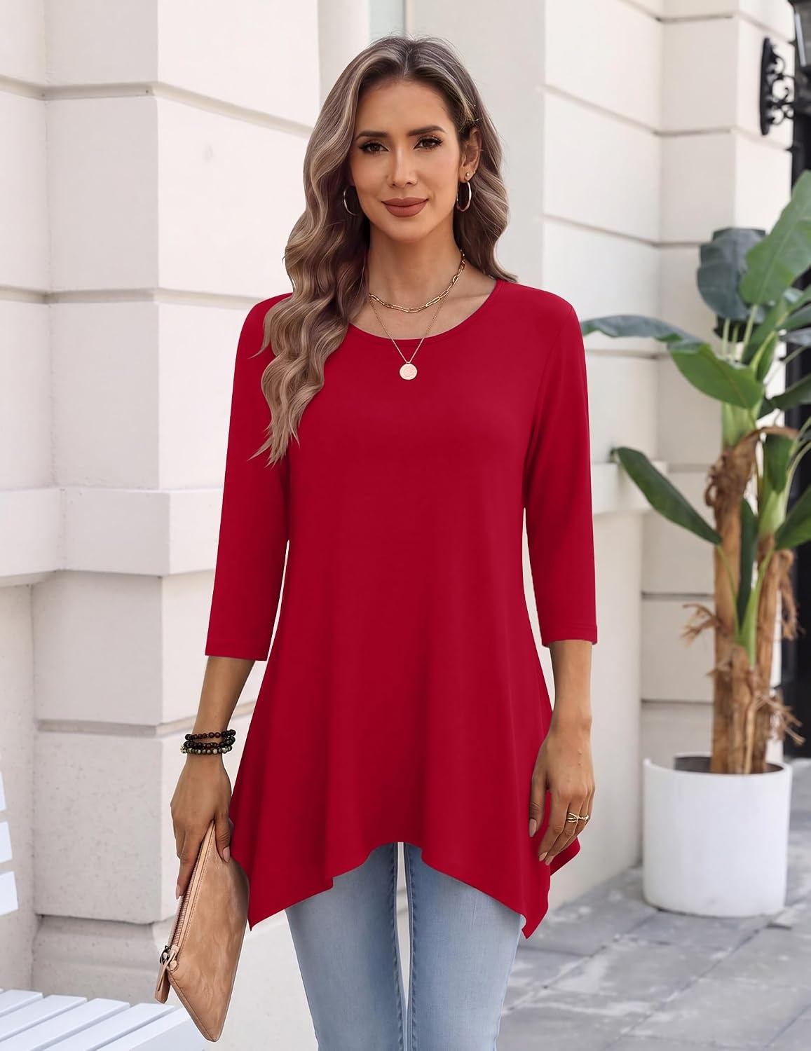 image:imageZeagoo Womens Tops 34 Sleeve loose fit dressy Tunics Plus Size Boho ShirtsTr