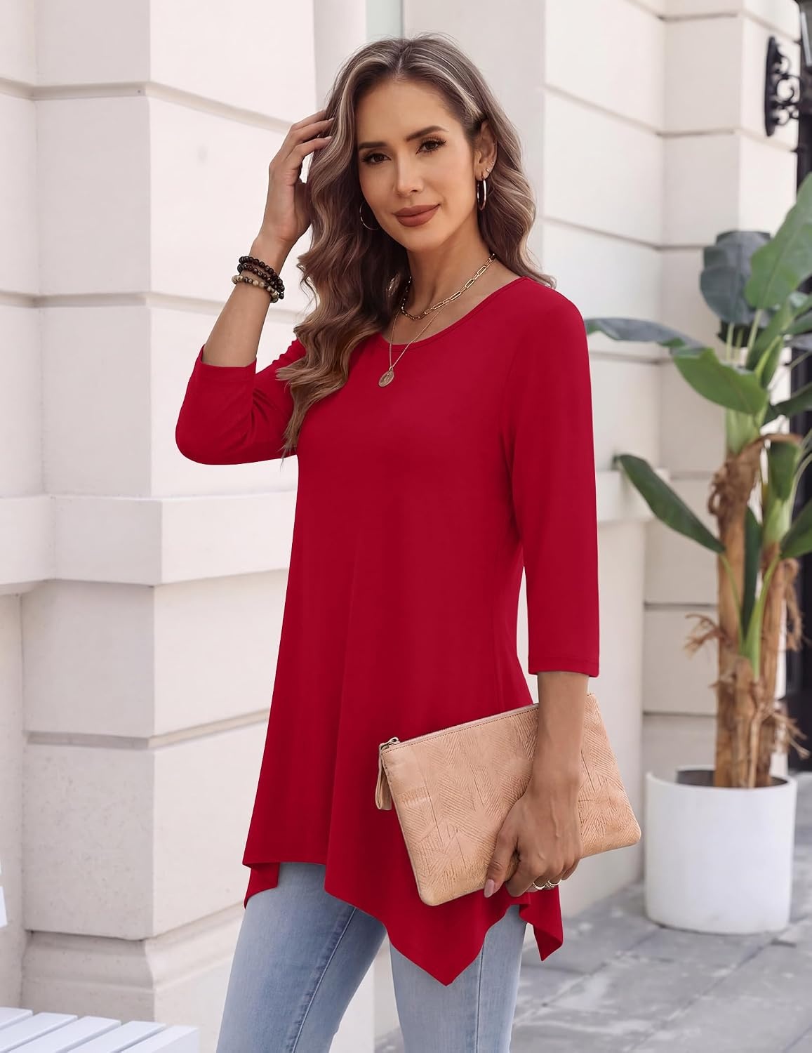 image:imageZeagoo Womens Tops 34 Sleeve loose fit dressy Tunics Plus Size Boho ShirtsTr