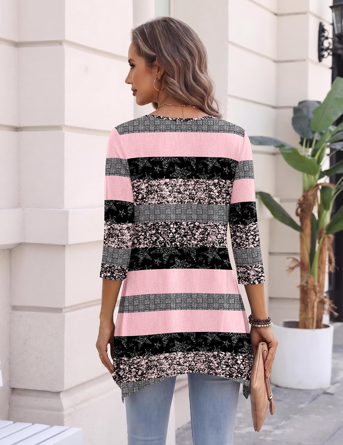 image:imageZeagoo Womens Tops 34 Sleeve loose fit dressy Tunics Plus Size Boho ShirtsTz245