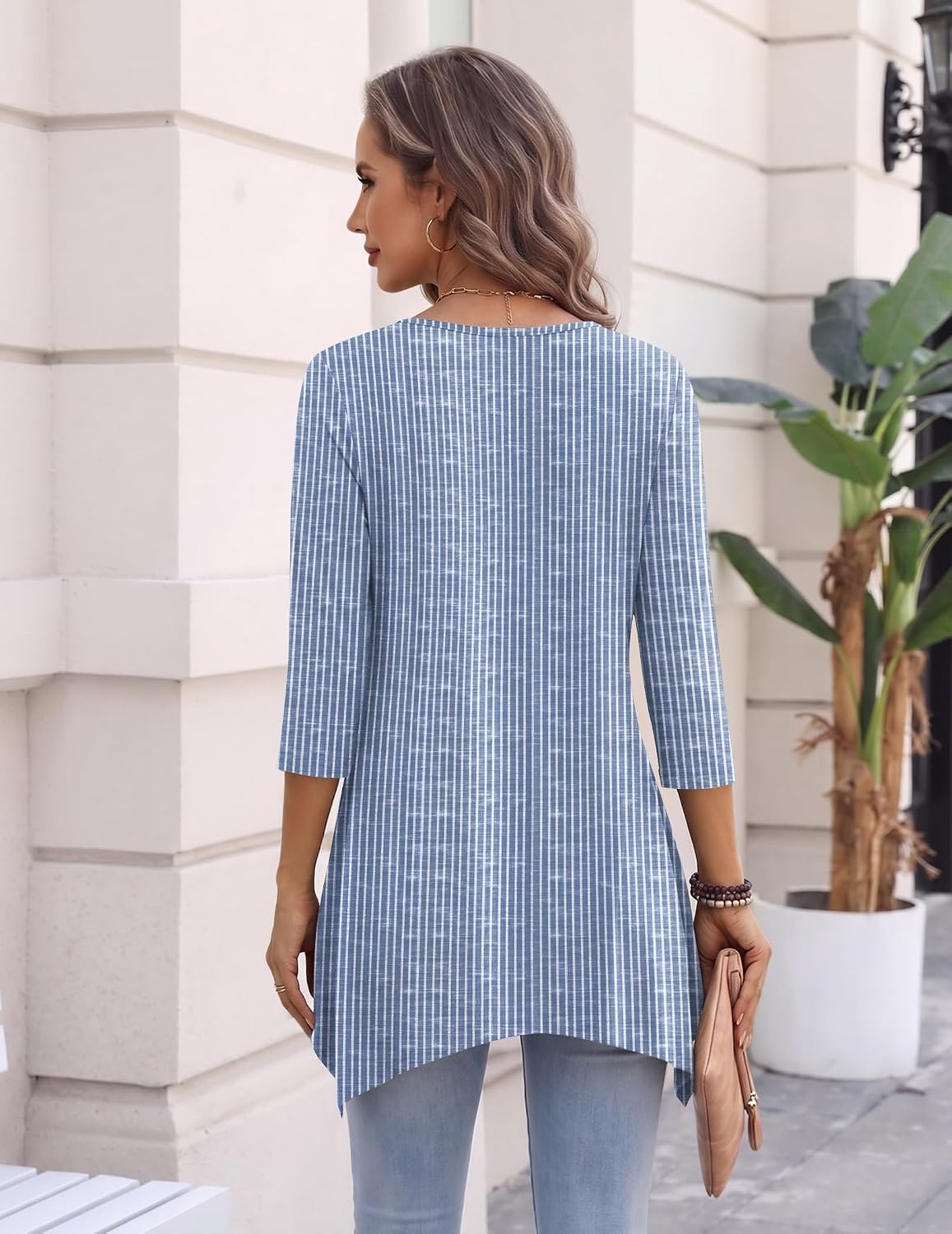 image:imageZeagoo Womens Tops 34 Sleeve loose fit dressy Tunics Plus Size Boho ShirtsTz273