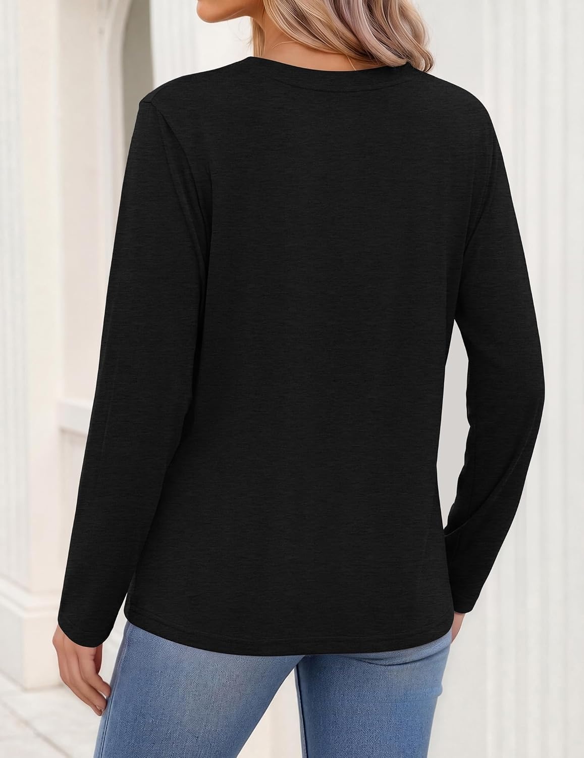 image:imageZeagoo Womens Tops Long Sleeve V Neck Tee Shirts Cute Dressy CasualBblack