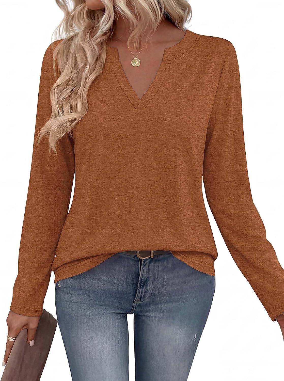 image:imageZeagoo Womens Tops Long Sleeve V Neck Tee Shirts Cute Dressy CasualBmaple