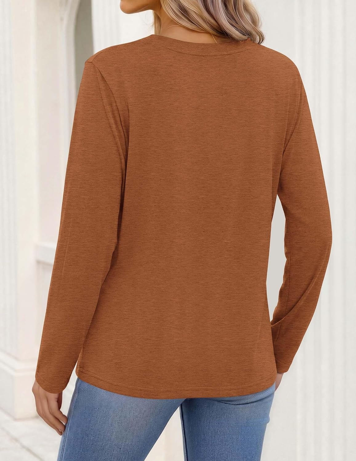 image:imageZeagoo Womens Tops Long Sleeve V Neck Tee Shirts Cute Dressy CasualBmaple