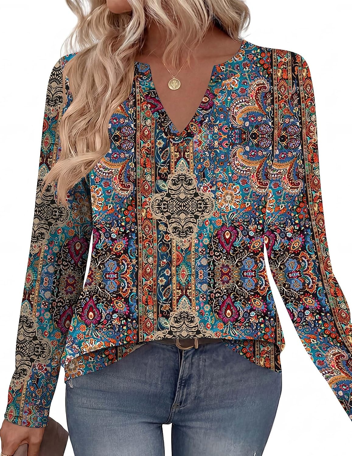 image:imageZeagoo Womens Tops Long Sleeve V Neck Tee Shirts Cute Dressy CasualBohemian Mz721