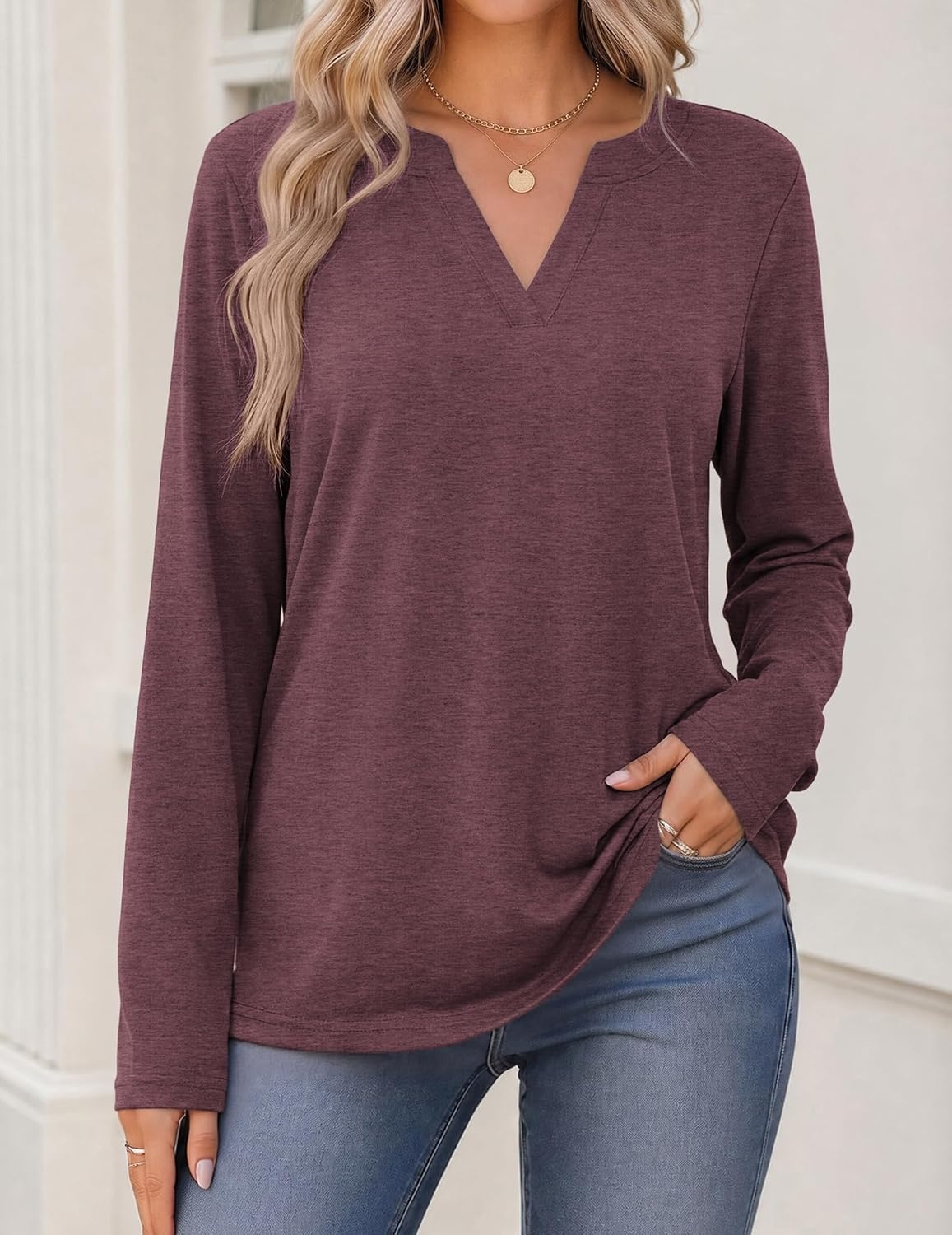 image:imageZeagoo Womens Tops Long Sleeve V Neck Tee Shirts Cute Dressy CasualBred