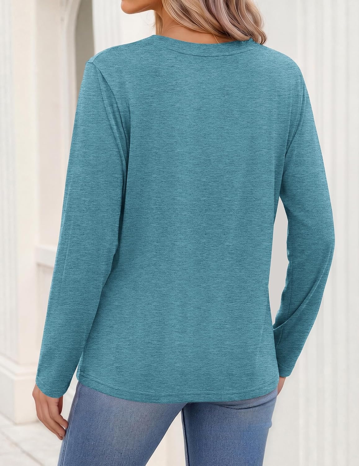 image:imageZeagoo Womens Tops Long Sleeve V Neck Tee Shirts Cute Dressy CasualBturquoise