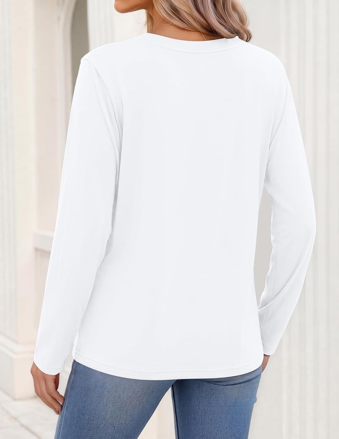 image:imageZeagoo Womens Tops Long Sleeve V Neck Tee Shirts Cute Dressy CasualBwhite