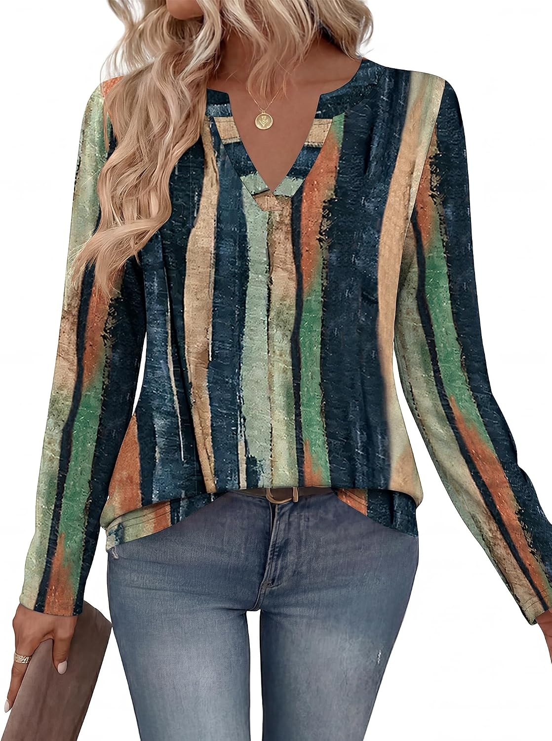 image:imageZeagoo Womens Tops Long Sleeve V Neck Tee Shirts Cute Dressy CasualMulticolor Cx289