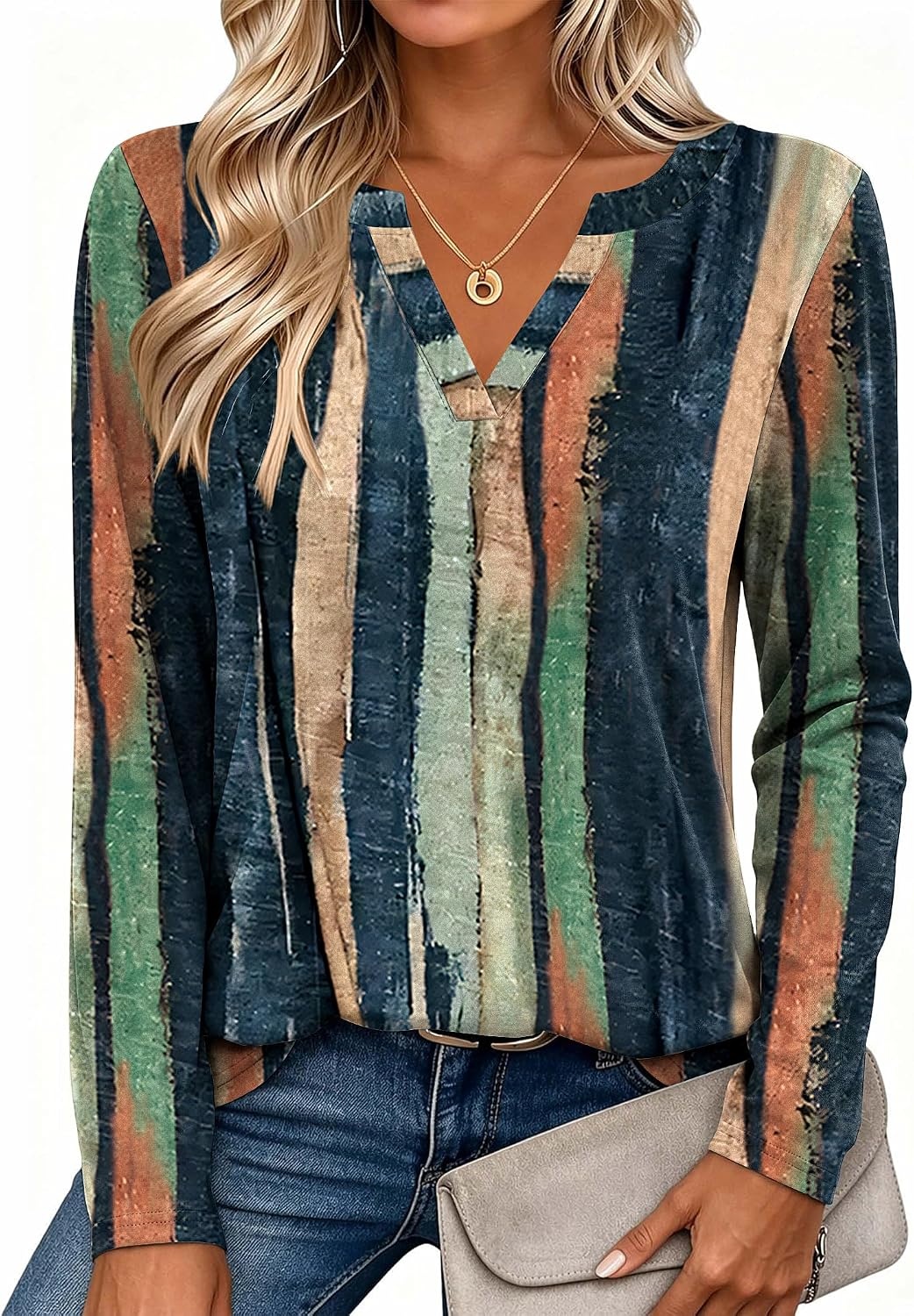 image:imageZeagoo Womens Tops Long Sleeve V Neck Tee Shirts Cute Dressy CasualMulticolor Cx289