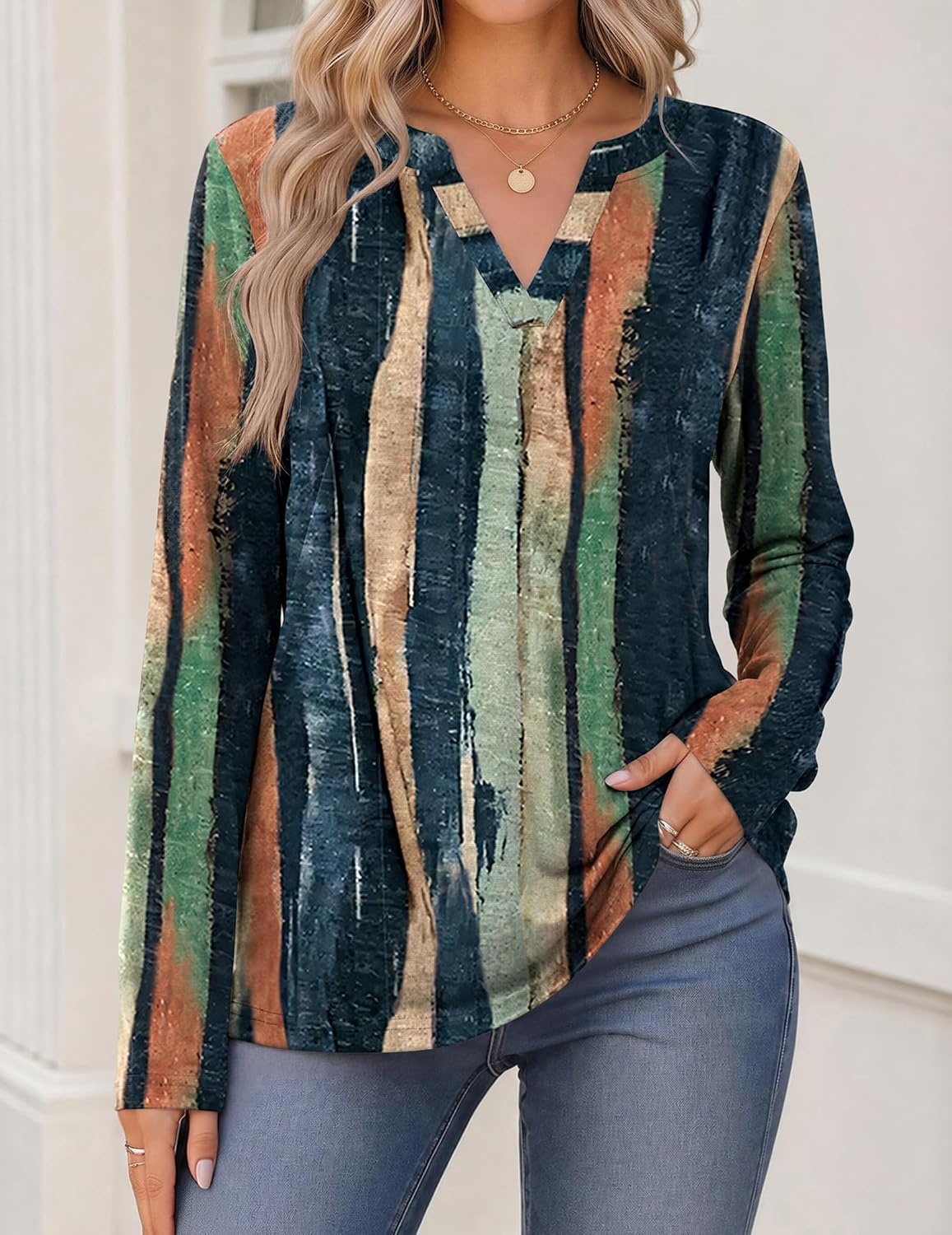 image:imageZeagoo Womens Tops Long Sleeve V Neck Tee Shirts Cute Dressy CasualMulticolor Cx289